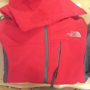 Pink and grey jacket hooded NORTHFACE med